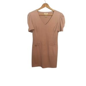 Vintage Dress V-Neck Short Sleeve Pockets Fitted Career Party Dress